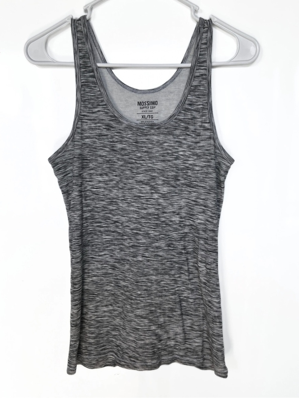 Mossimo Gray Space Dye Ribbed Tank Top Women’s XL Casual Basic Heather Marl